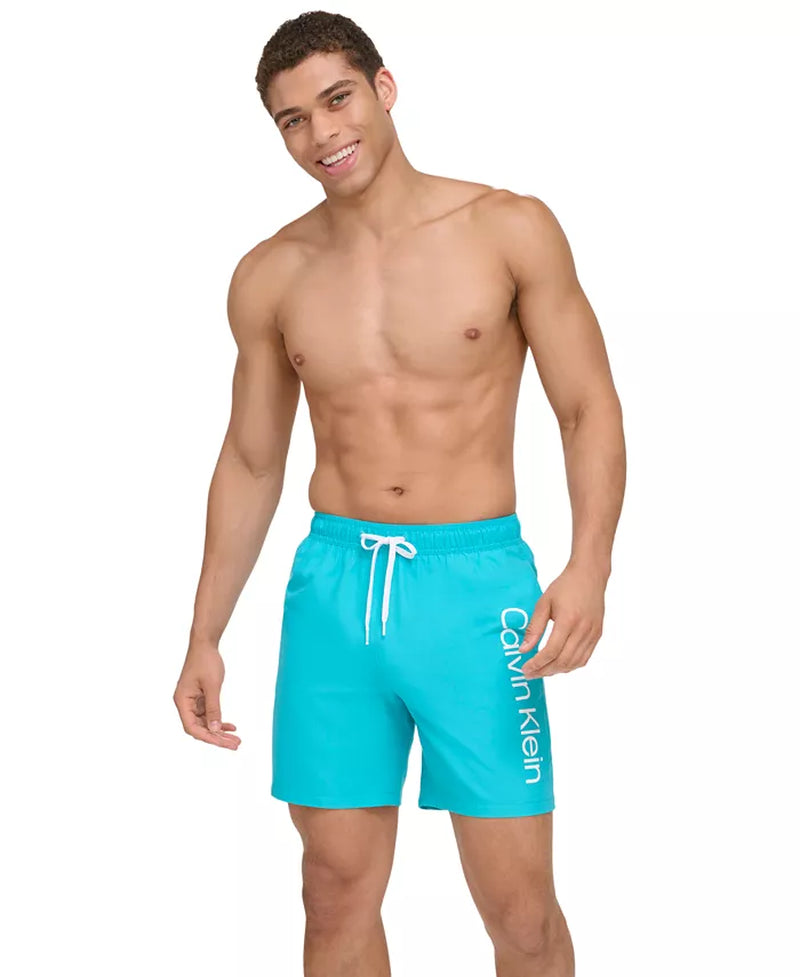 Calvin Klein Men'S Core Logo-Print 7" Volley Swim Trunks, Created for Macy'S
