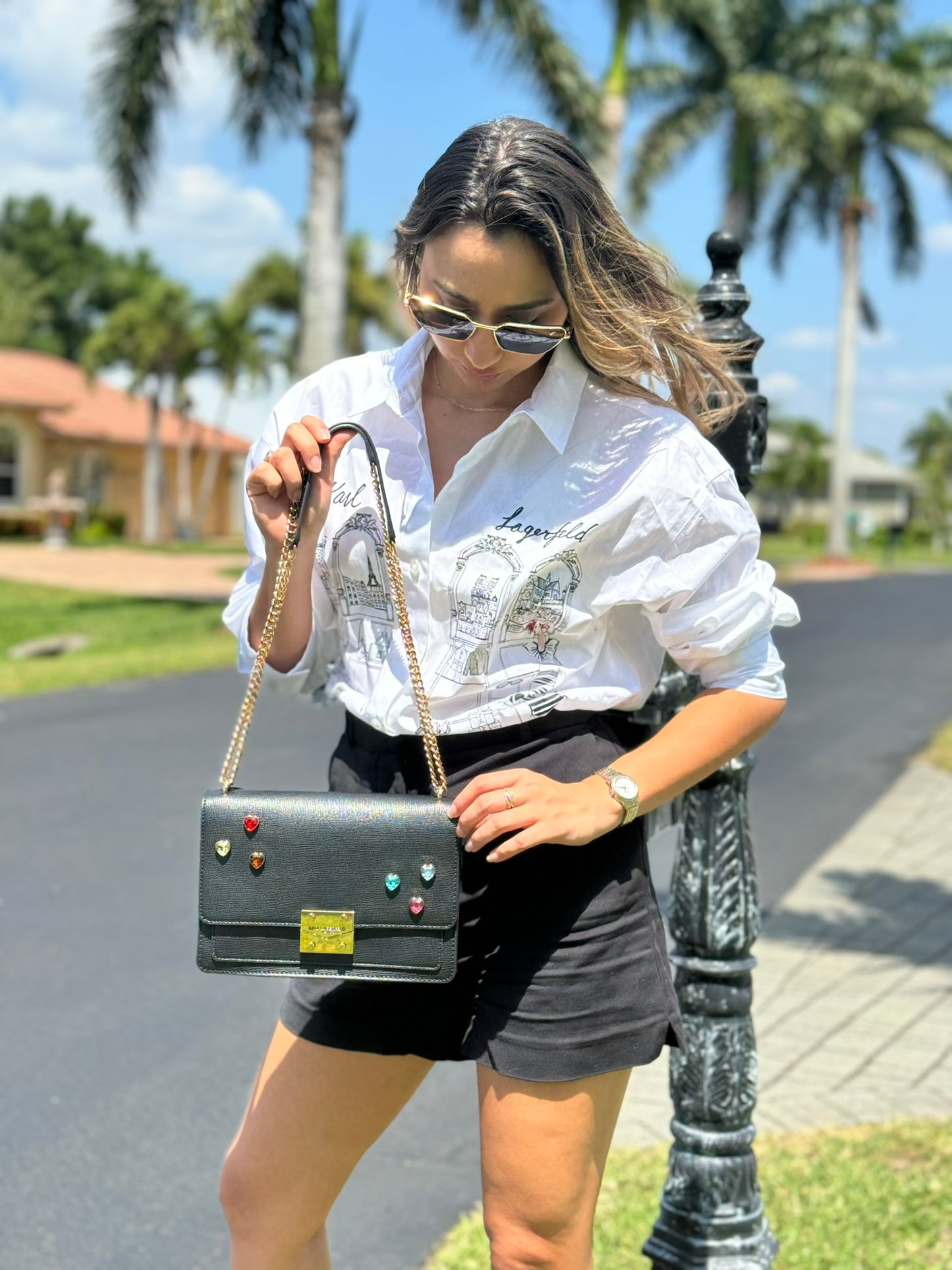 Bolso Karl Lagerfeld con detalle de piedras
