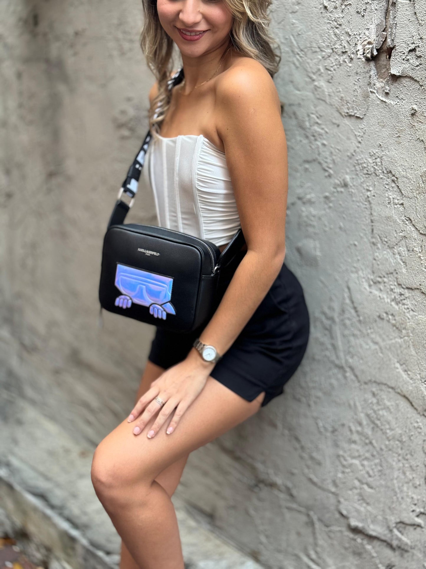 Karl Lagerfeld Paris Black Maybelle Crossbody Women Cross Body