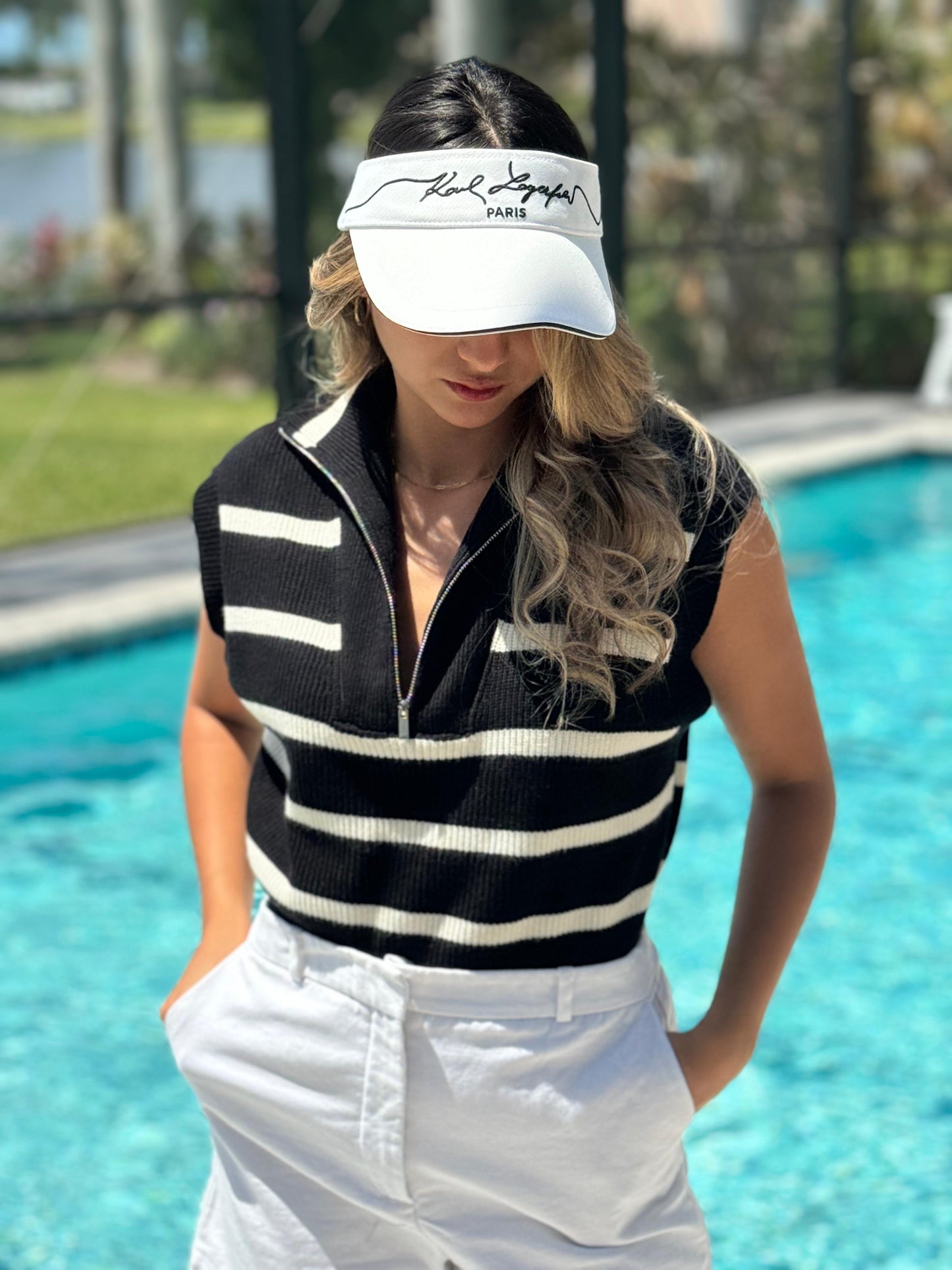 KARL LAGERFELD PARIS Logo Visor Cap