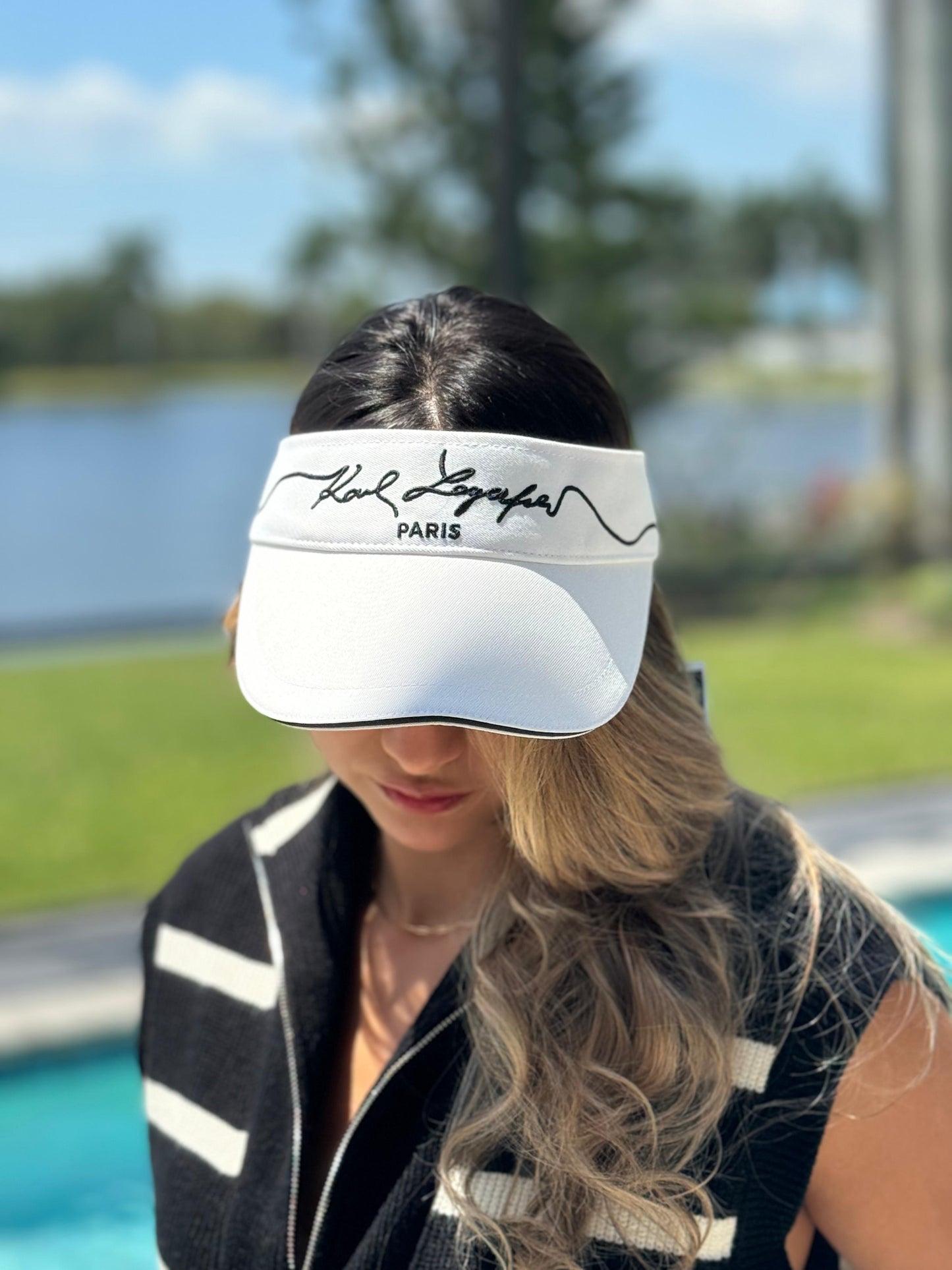 KARL LAGERFELD PARIS Logo Visor Cap