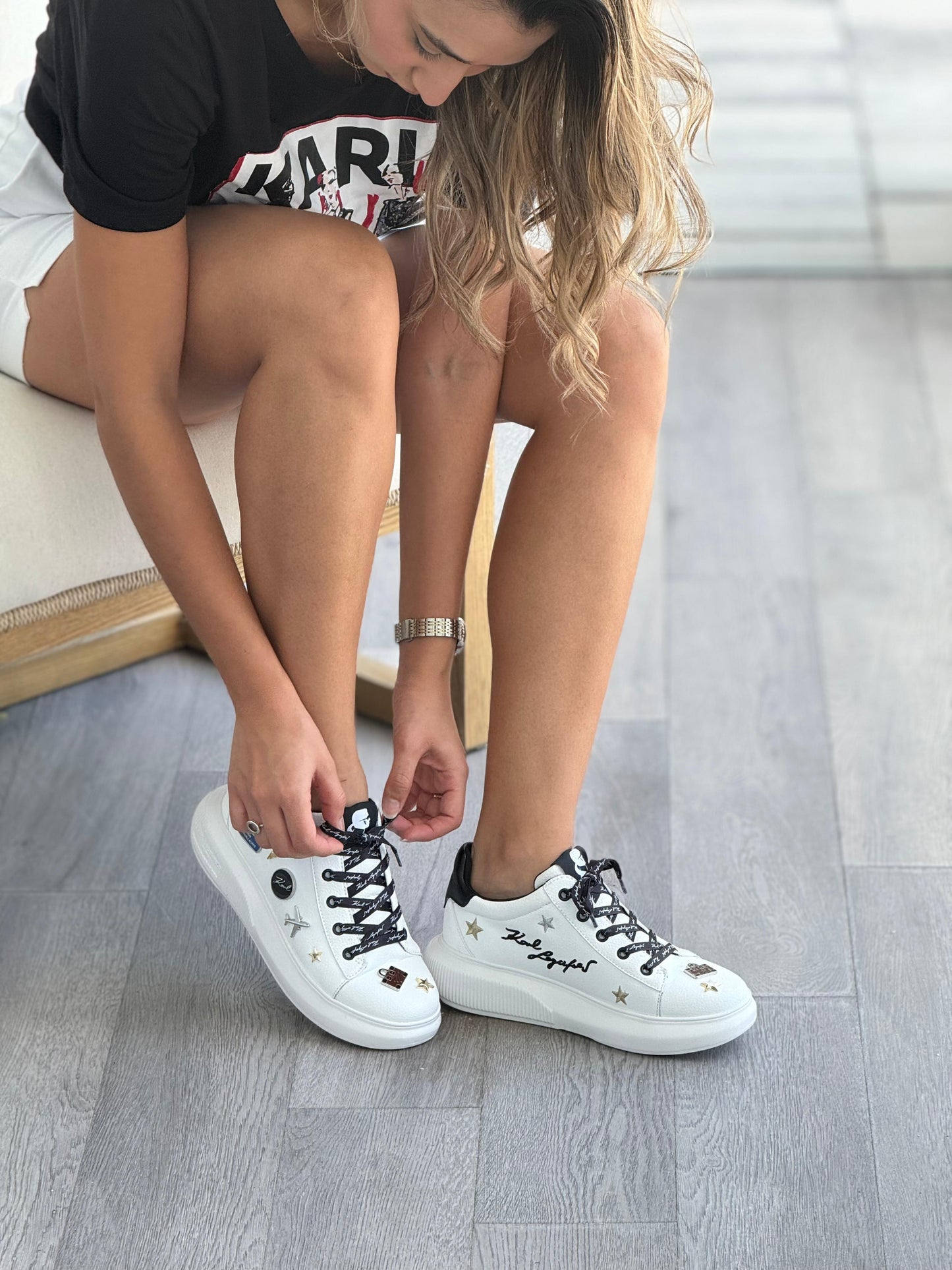 Karl Lagerfeld Paris Justina Lace Up Platform Sneakers