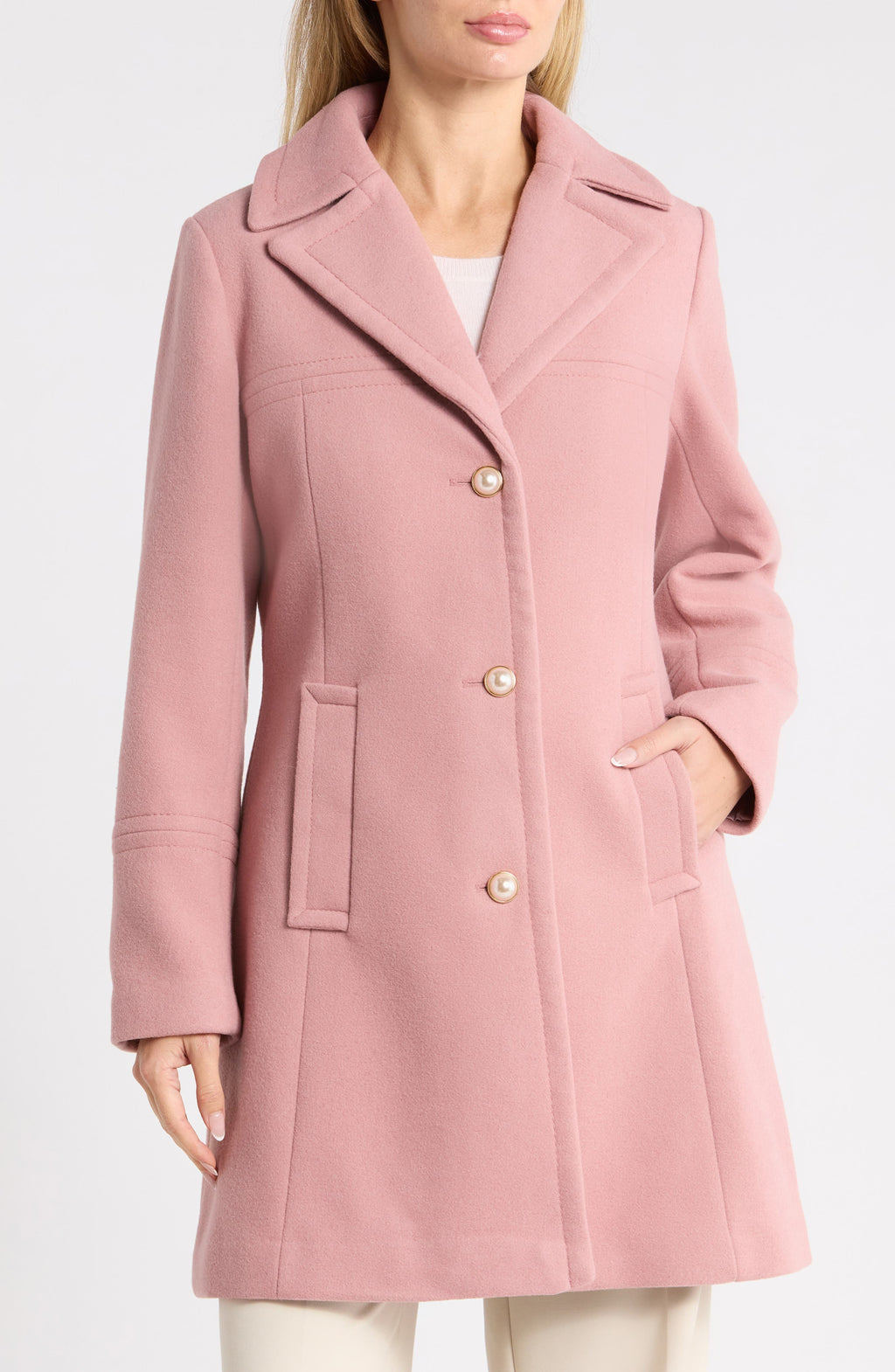 Abrigo Kate Spade – Pearl Button Wool Blend Coat