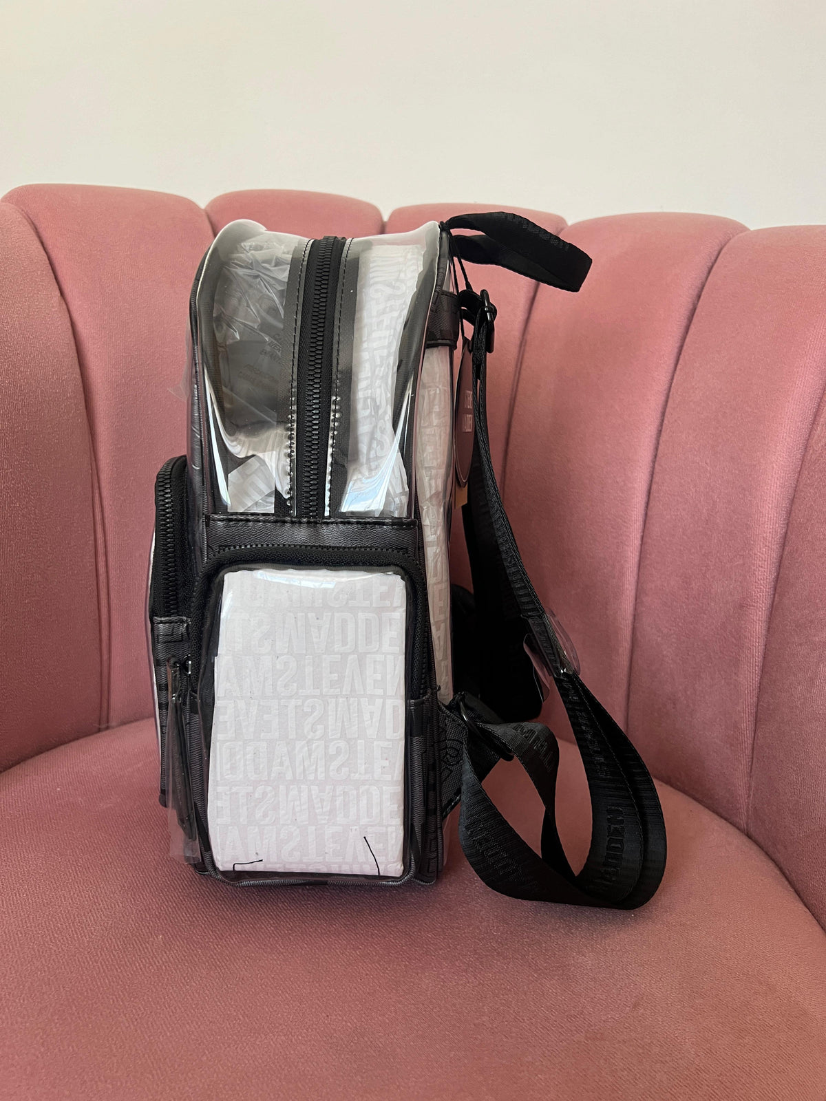 Steve Maddeln backpack with transparencies