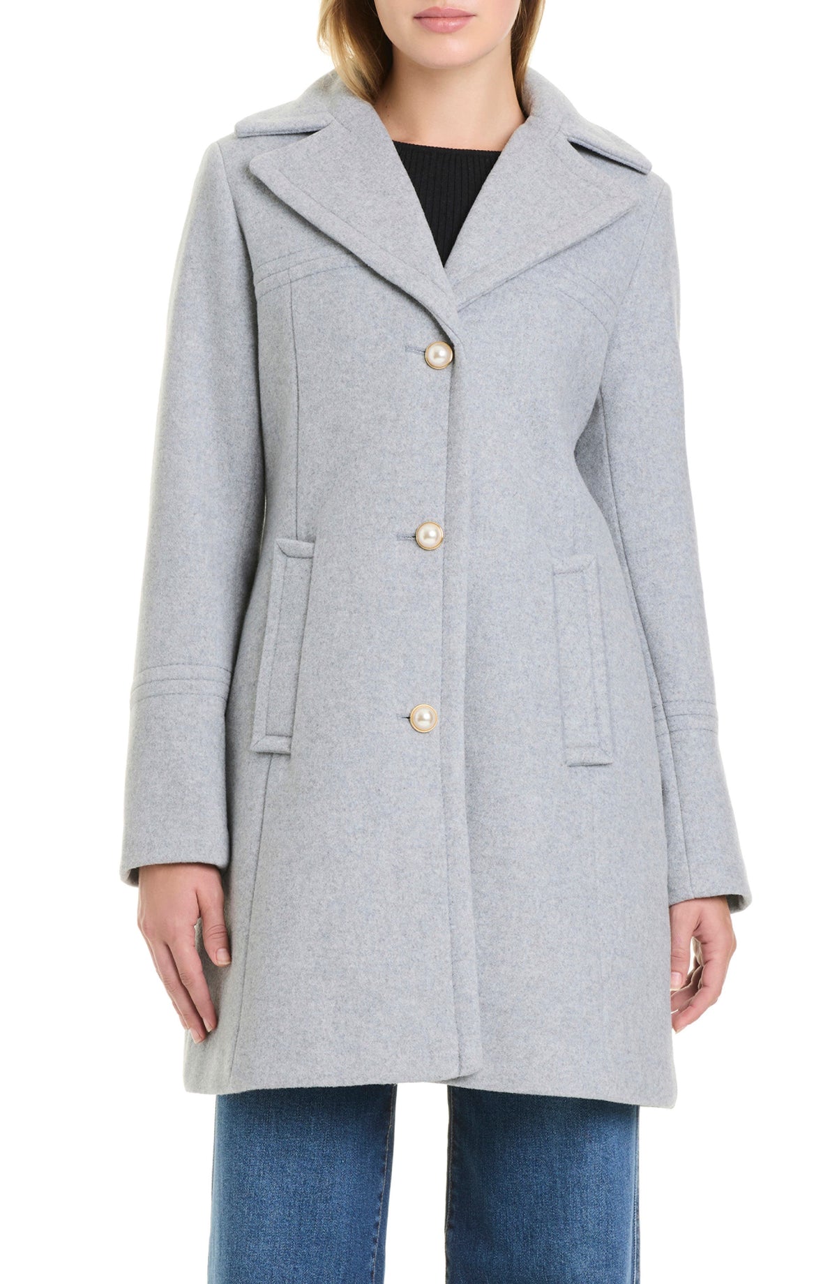 Abrigo Kate Spade – Pearl Button Wool Blend Coat
