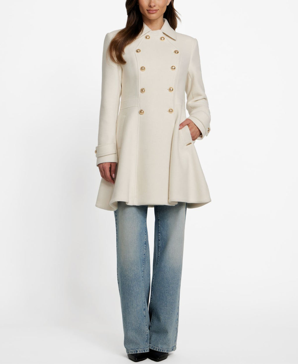 Abrigo Guess – Double-Breasted Skirted Coat