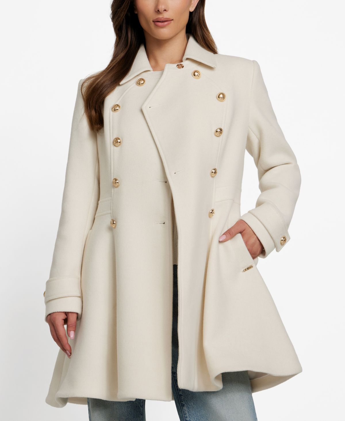 Abrigo Guess – Double-Breasted Skirted Coat