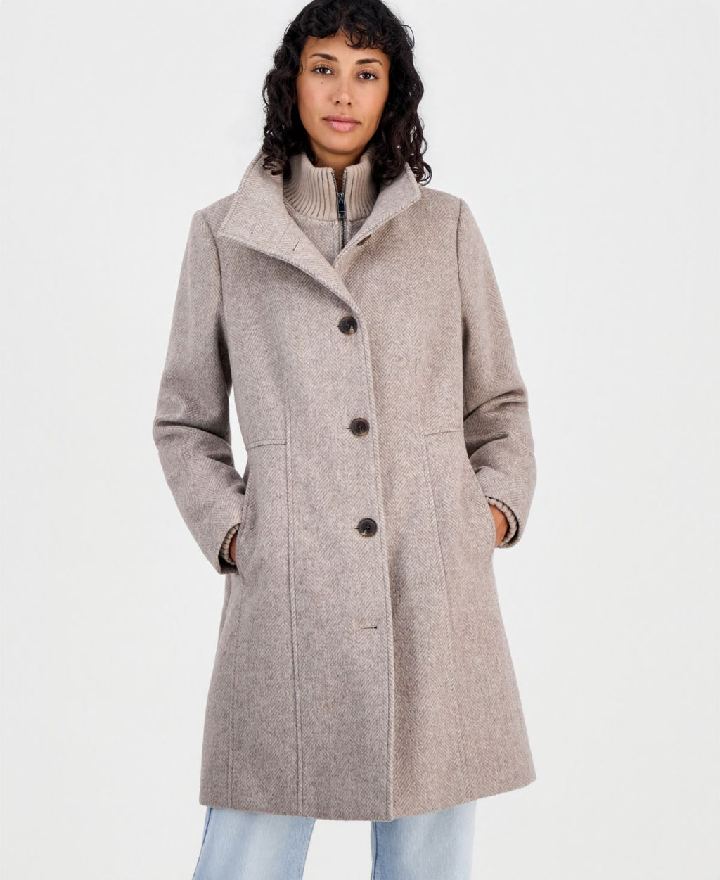 Abrigo Calvin Klein – Knit Bibbed Walker Coat