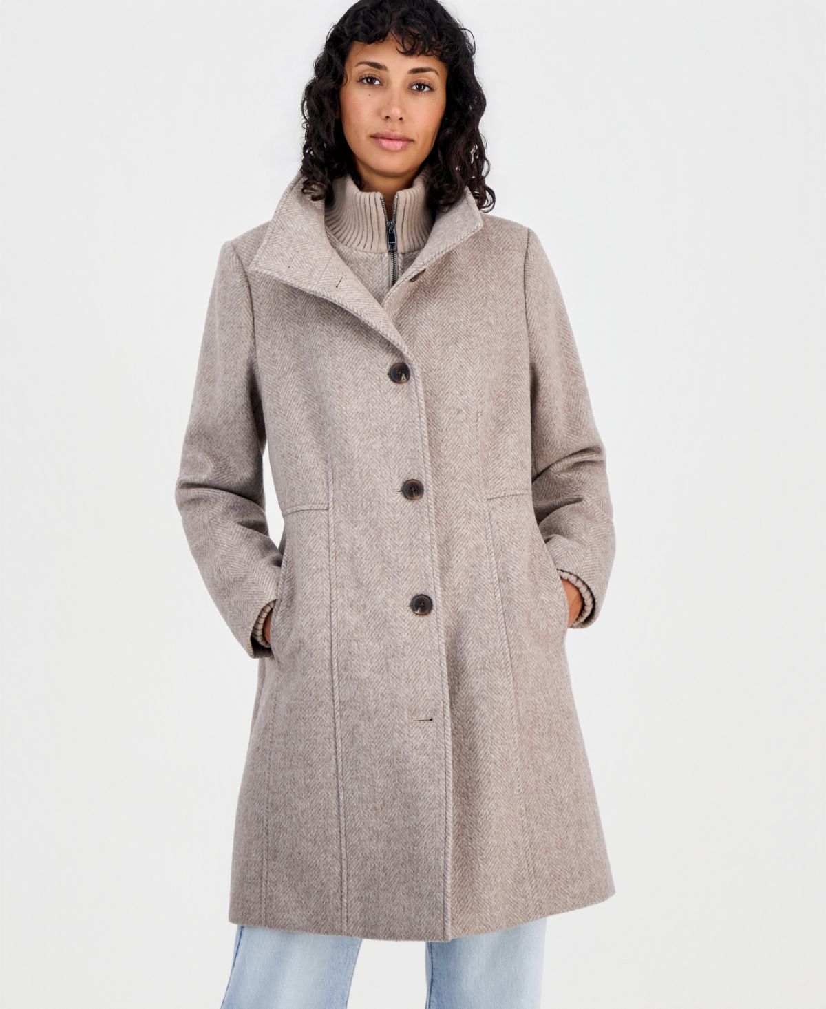 Abrigo Calvin Klein – Knit Bibbed Walker Coat