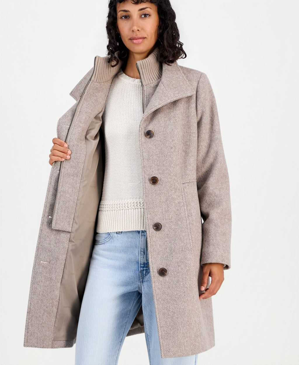 Abrigo Calvin Klein – Knit Bibbed Walker Coat