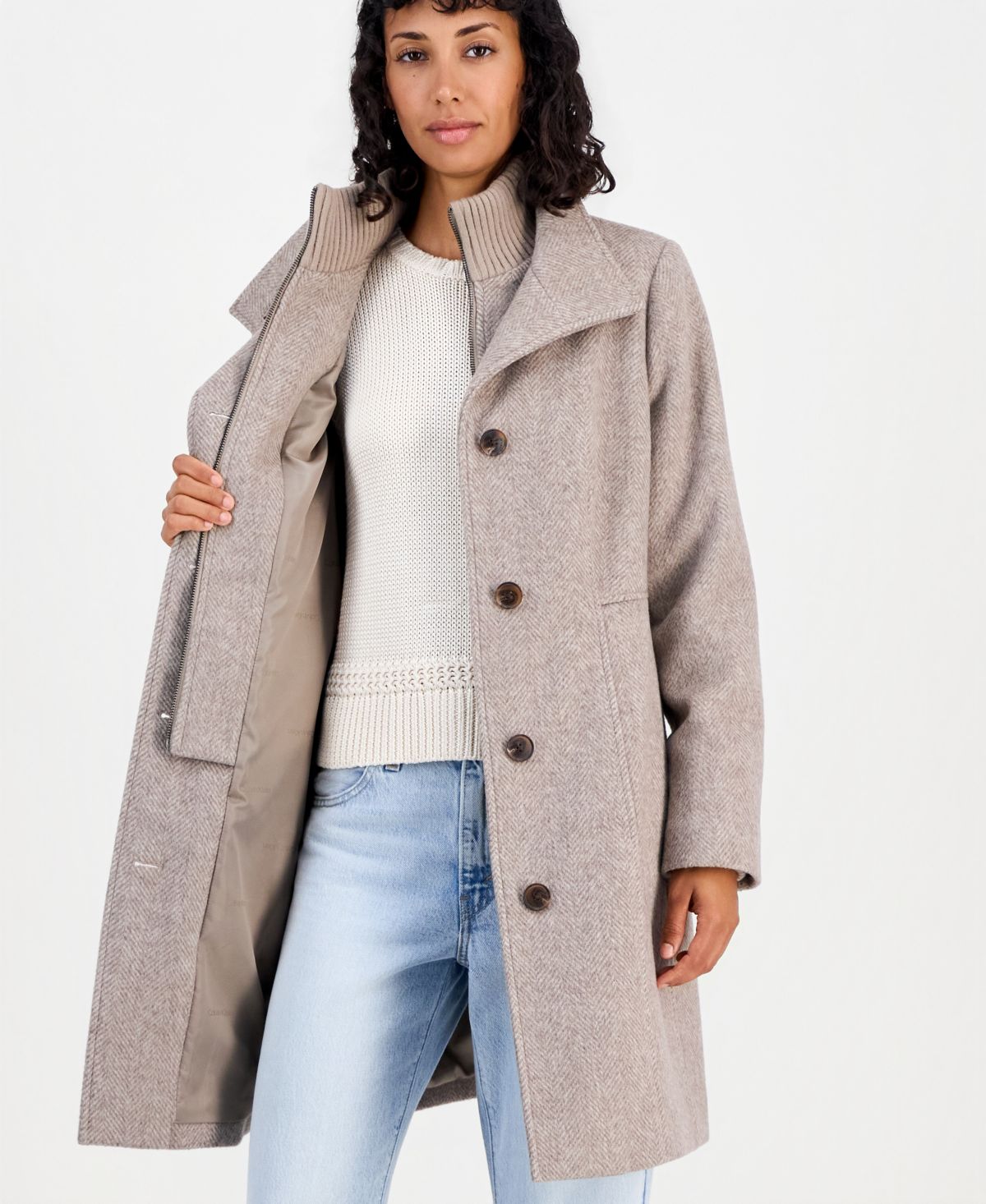 Abrigo Calvin Klein – Knit Bibbed Walker Coat