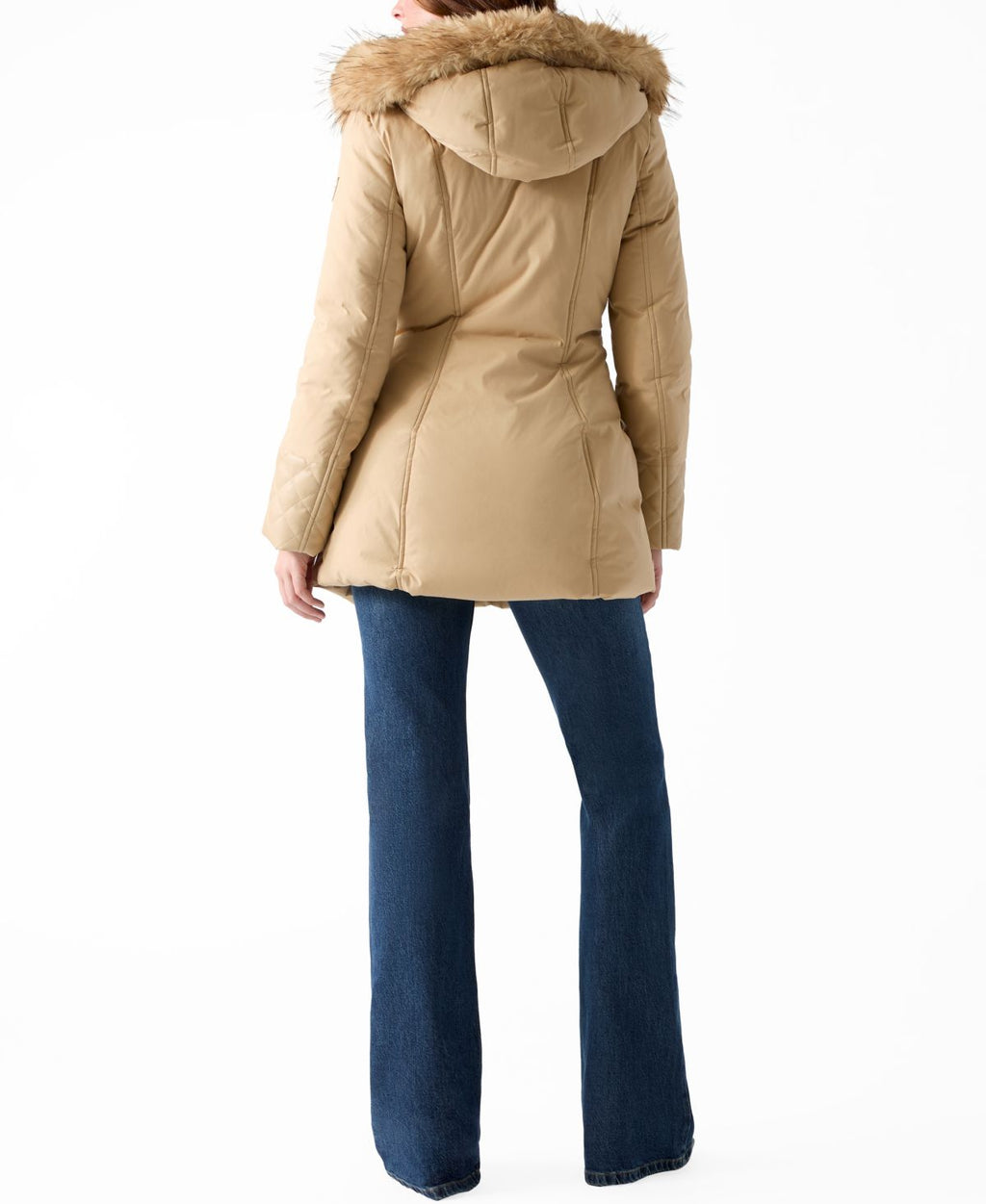 Abrigo acolchado Guess – Pleather-Sleeve Faux-Fur Hooded Puffer Coat
