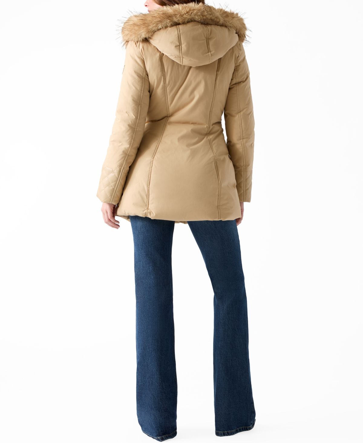 Abrigo acolchado Guess – Pleather-Sleeve Faux-Fur Hooded Puffer Coat