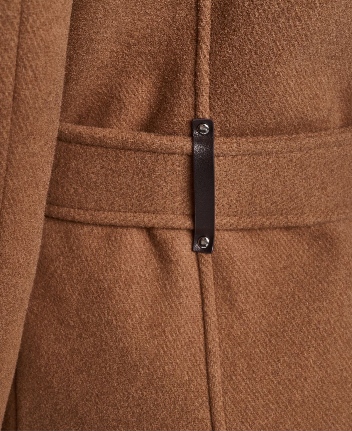 Abrigo DKNY – Faux-Leather Trimmed Asymmetrical Wrap Coat
