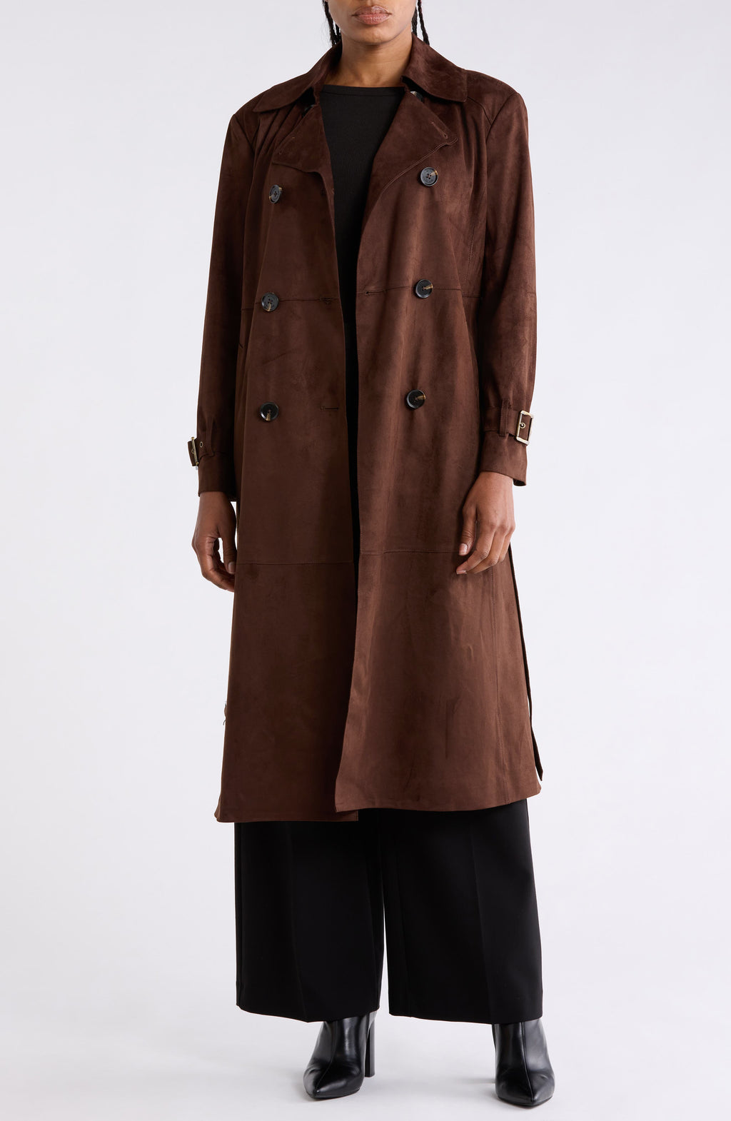 Gabardina Michael Kors – Double Breasted Faux Suede Trench Coat