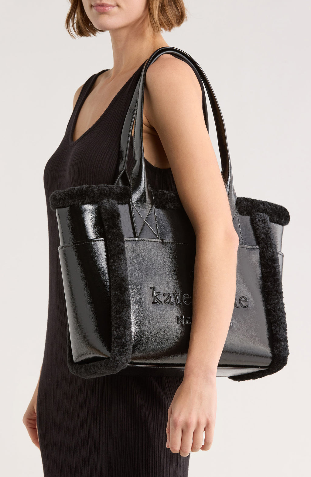 Tote Kate Spade – Jett Faux Shearling Trim Tote Bag