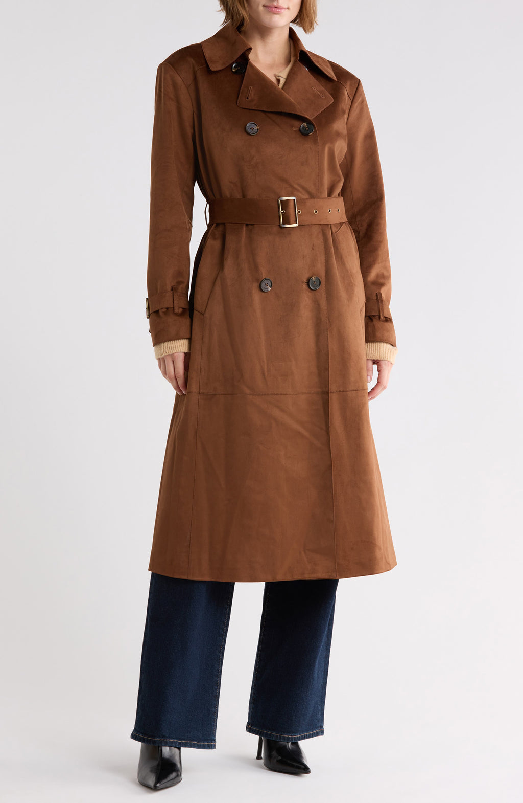 Gabardina Michael Kors – Double Breasted Faux Suede Trench Coat