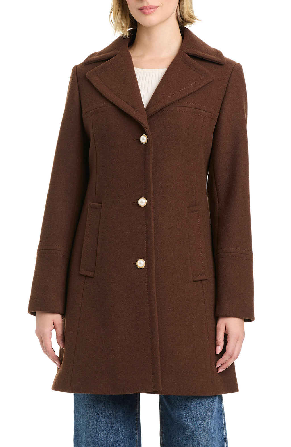 Abrigo Kate Spade – Pearl Button Wool Blend Coat