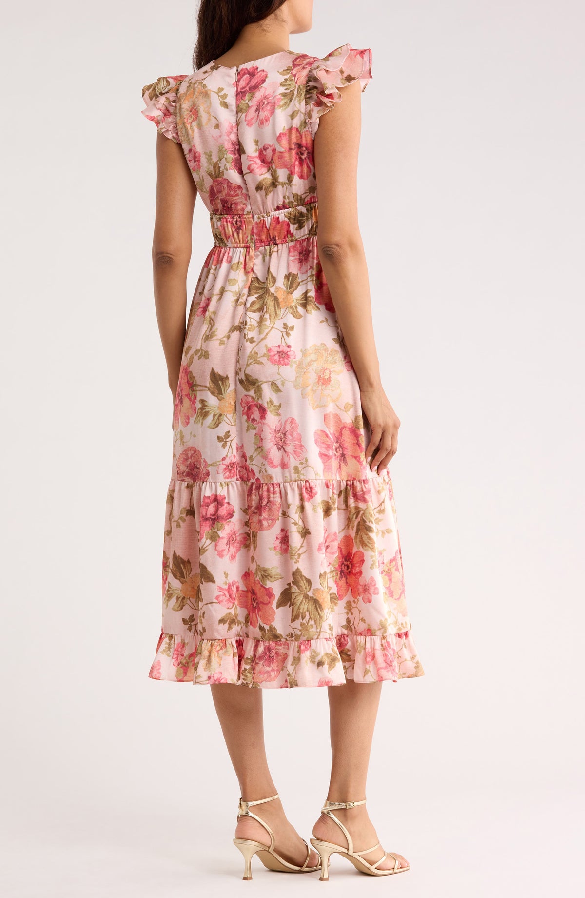 Vestido Vince Camuto – Ruffle Cap Sleeve Midi Dress
