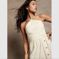 White dress with buttons