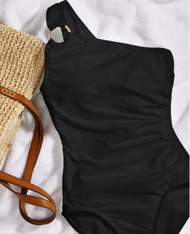 Embellished One-Shoulder Underwire One-Piece Swimsuit