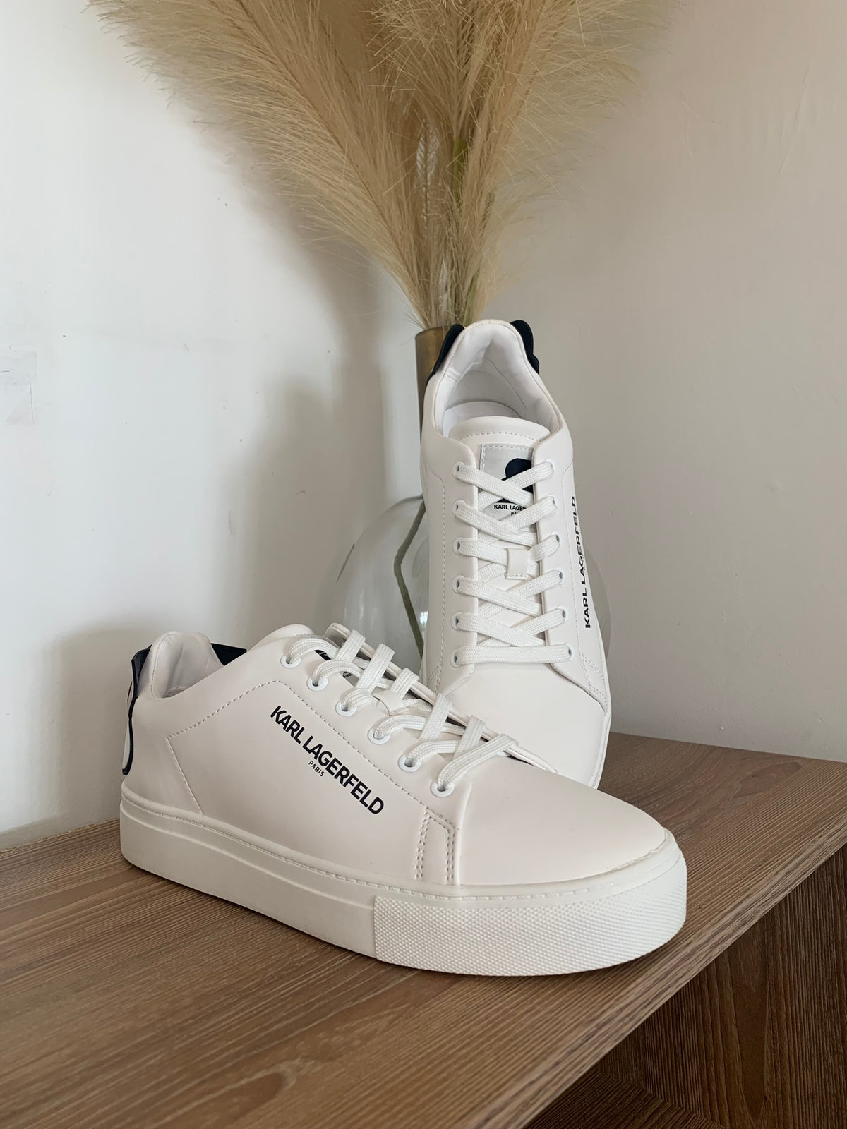 KARL LAGERFELD PARIS Women's White Chella Logo Sneakers Shoes