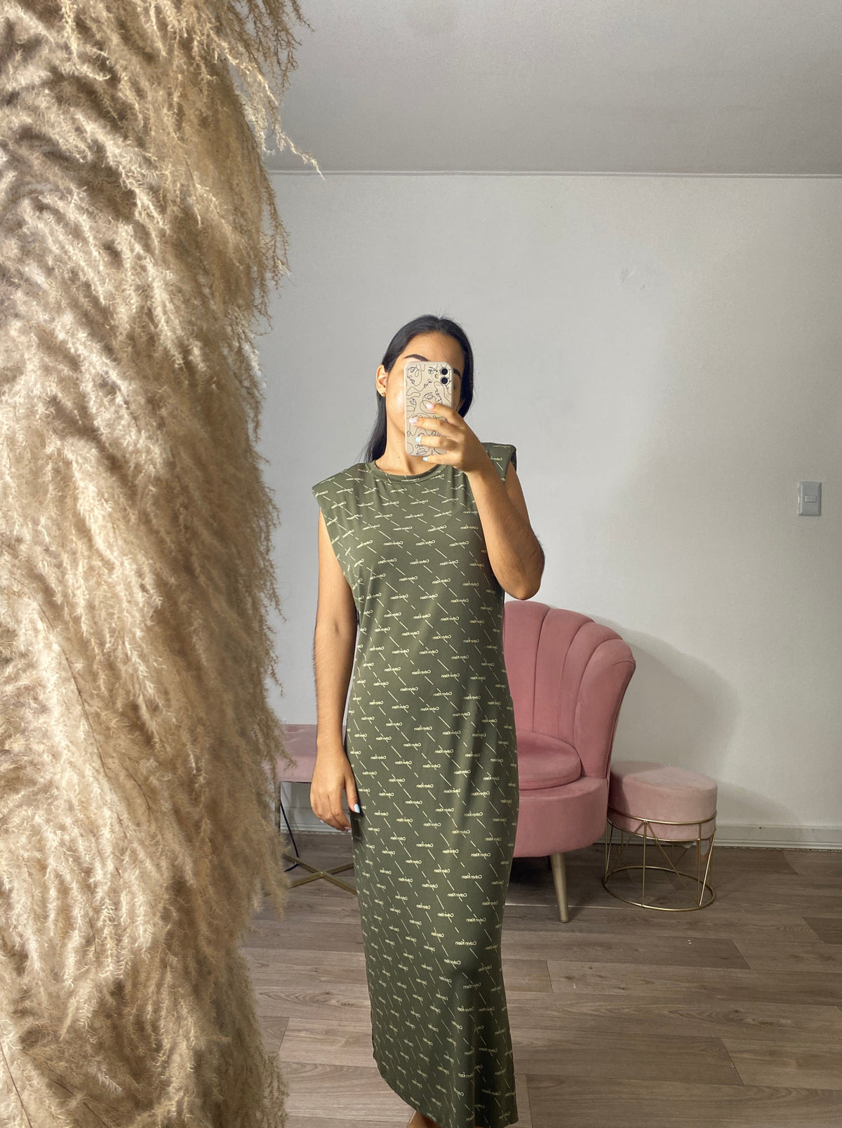 Calvin Klein Women's Pull on Crew Neck with Ck Logo Print Dress