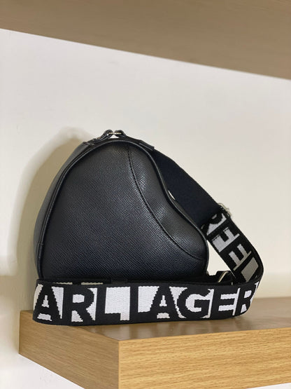 Bolso bandolera Karl Lagerfeld Paris Maybelle con logotipo de corazón de cristal negro nuevo y sellado