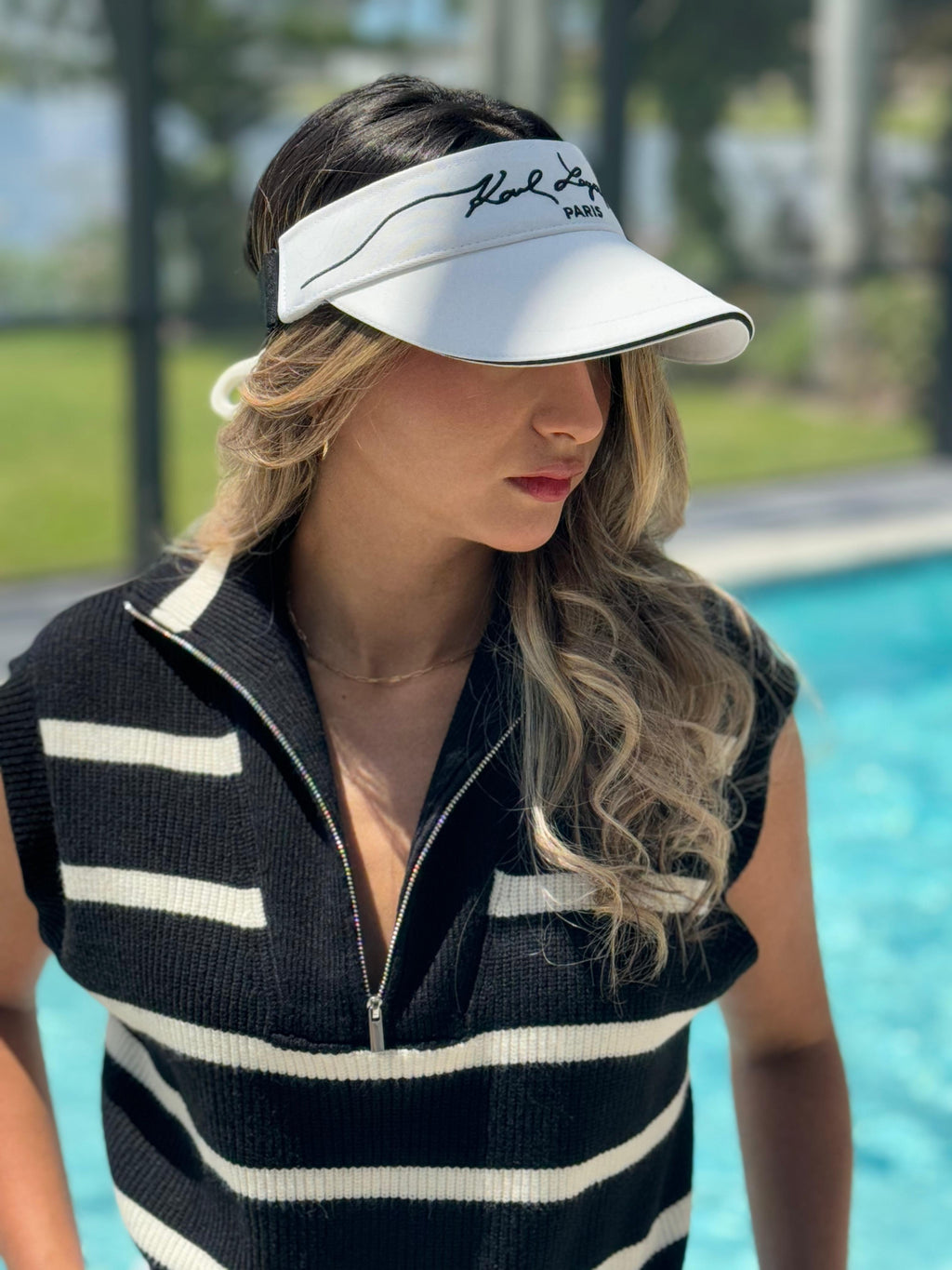 KARL LAGERFELD PARIS Logo Visor Cap