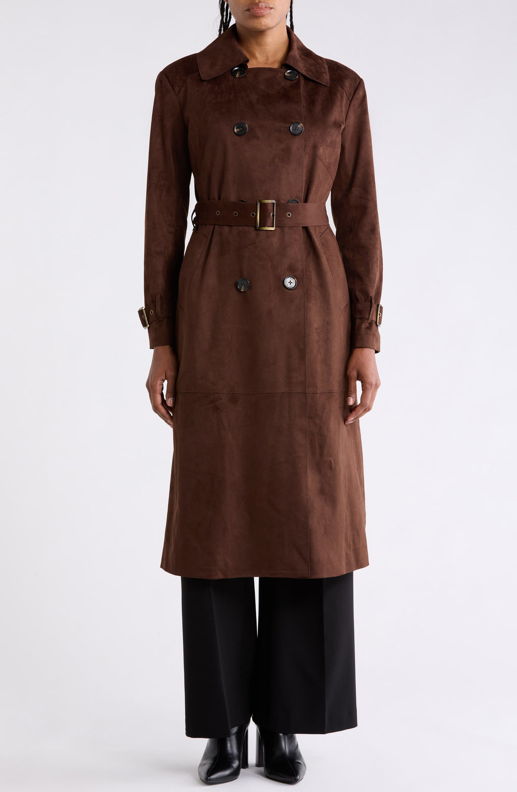 Gabardina Michael Kors – Double Breasted Faux Suede Trench Coat