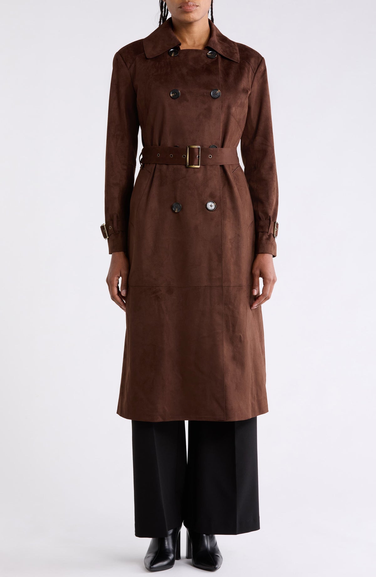 Gabardina Michael Kors – Double Breasted Faux Suede Trench Coat