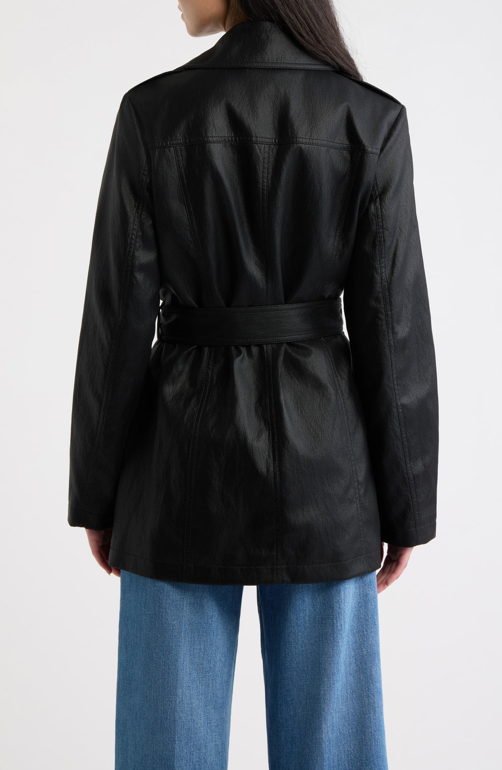 Gabardina Michael Kors – Faux Leather Double Breasted Trench Coat