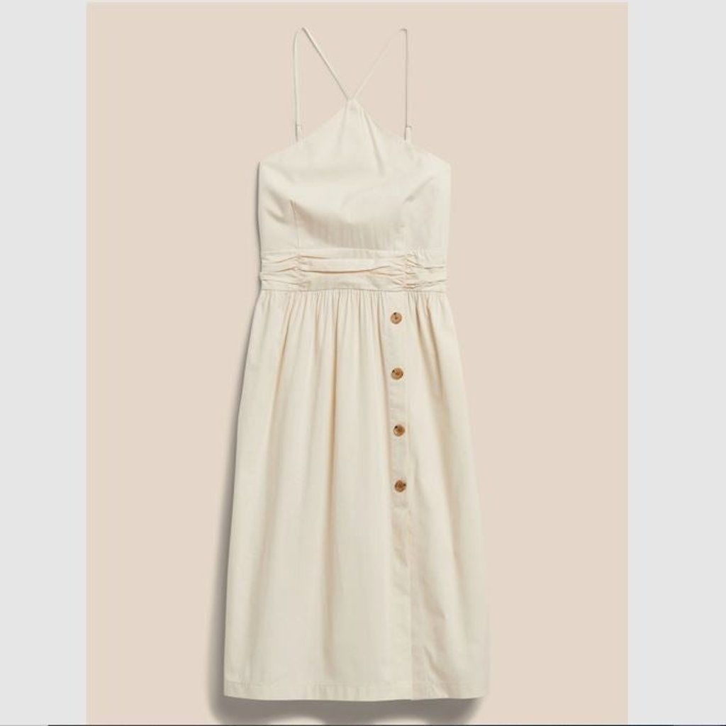 White dress with buttons