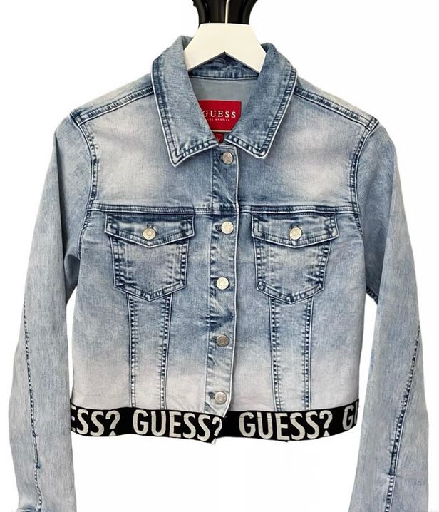 Chaqueta vaquera con cinta con logotipo de Guess para mujer