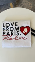 Camiseta karl blanca letras corazon rojo M – Blanco