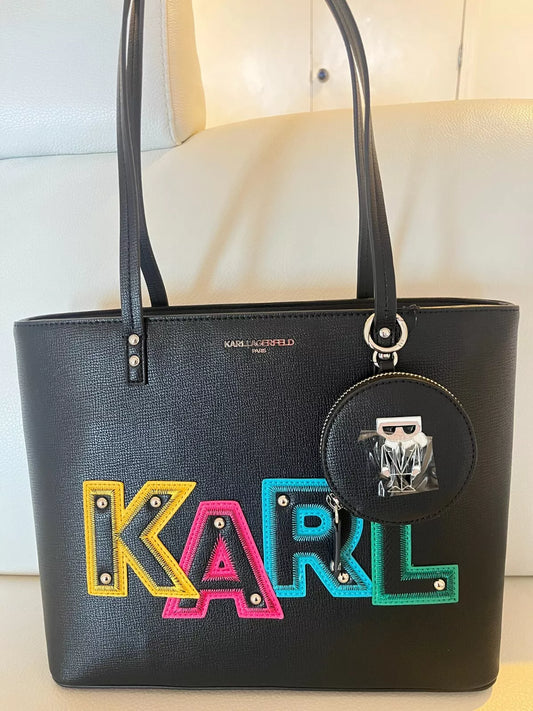 KARL LAGERFELD BLACK MAYBELLE TOTE SHOULDER BAG